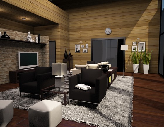 3D графика: интерьер коттеджа