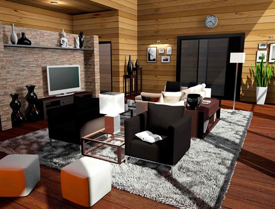 3D графика: интерьер коттеджа