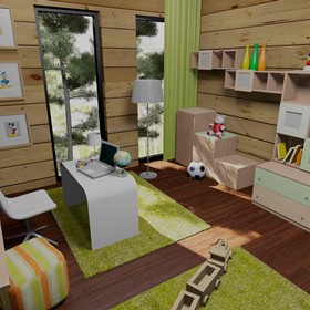 3D графика: интерьер коттеджа