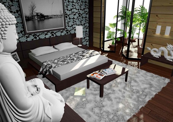 3D графика: интерьер коттеджа