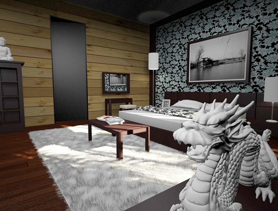 3D графика: интерьер коттеджа